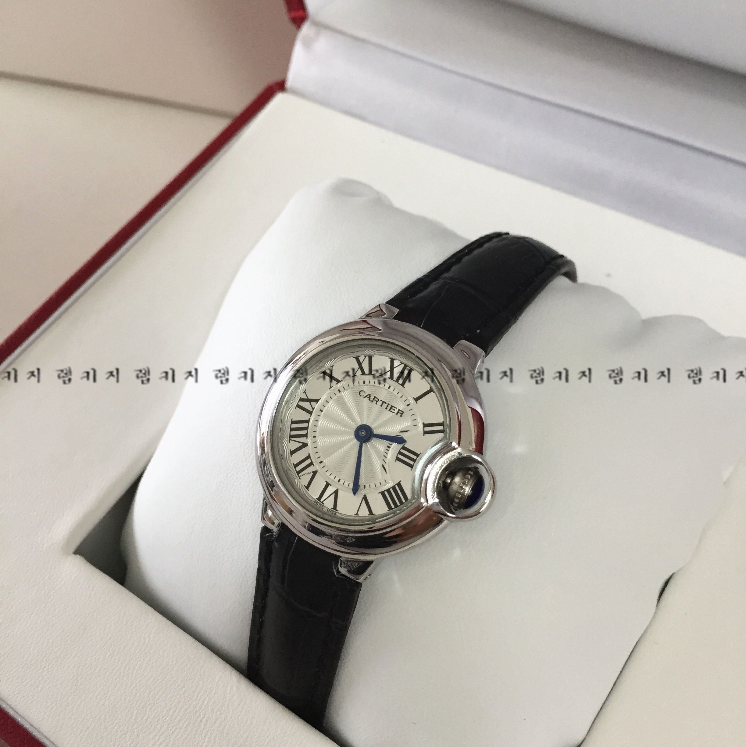 까르띠에 발롱블루 실버 검정 가죽줄 + 브라운 가죽줄